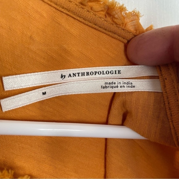 Anthropologie Smocked Short Puff Sleeve Shirt in Mustard Yellow M - Picture 8 of 11